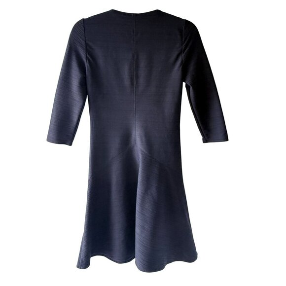 Wolford Size XS Black V-Neck Ribbed A-Line Midi Shania Dress Stretch 3/4 Sleeves - Picture 12 of 12